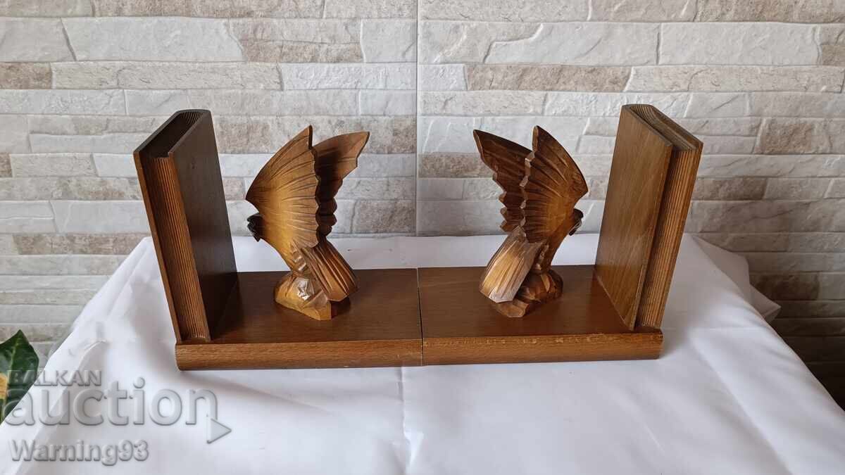 Old wooden bookends - woodcarving - Eagles - 6 Old wooden bookends - woodcarving - Eagles - 6
