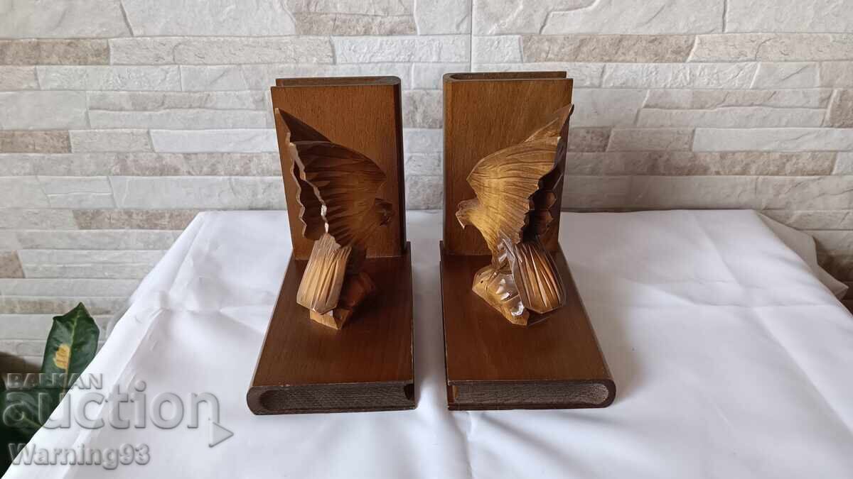 Suport cărți vechi din lemn - sculptură în lemn - Vulturi - 7