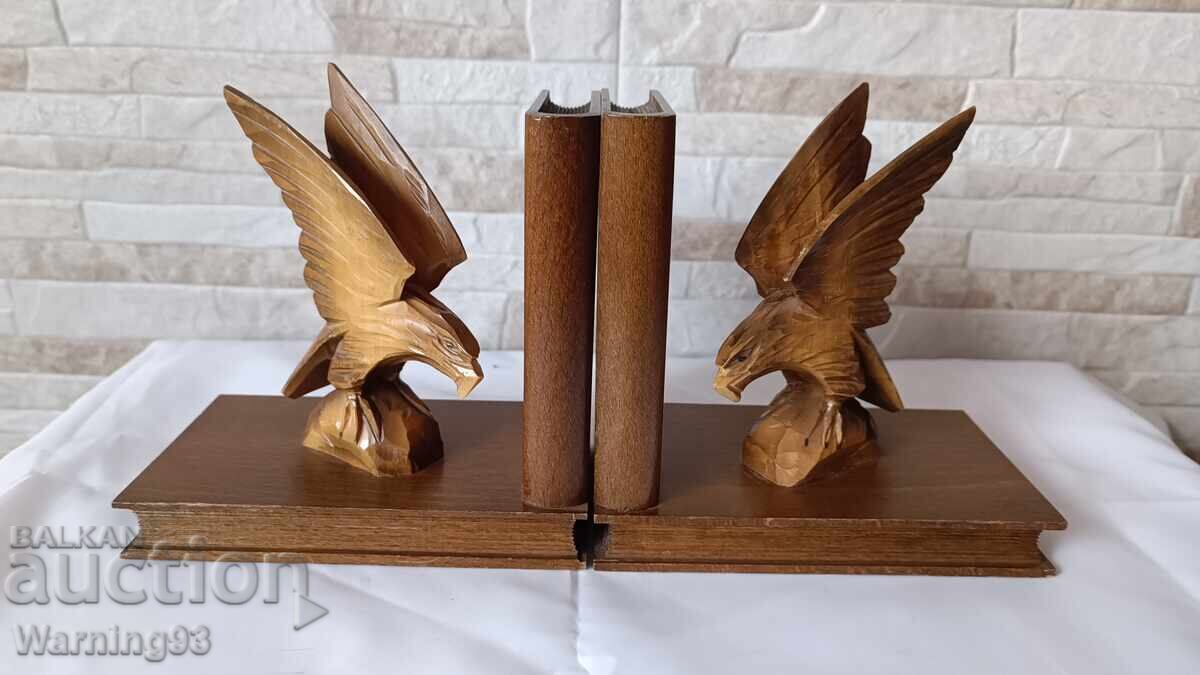 Suport cărți vechi din lemn - sculptură în lemn - Vulturi