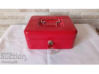 Metal case / box with key - red color