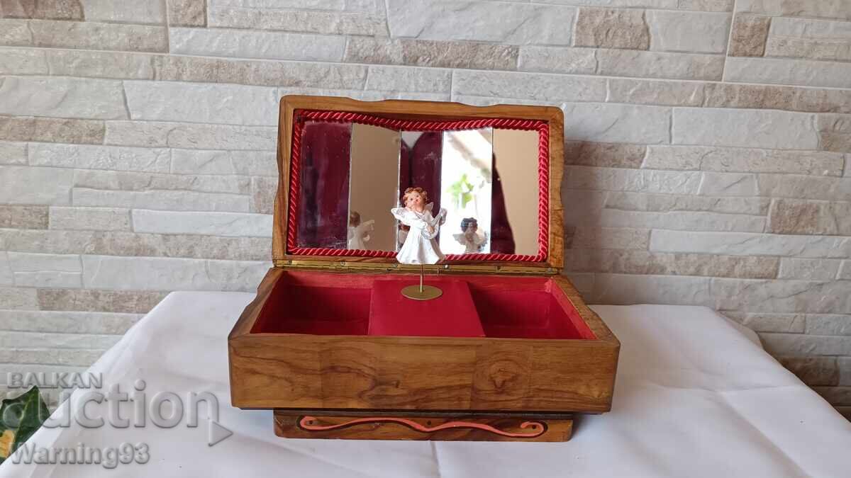 Παλιό ξύλινο μουσικό κουτί κοσμημάτων - 5