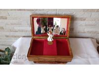 Old wooden music jewelry box