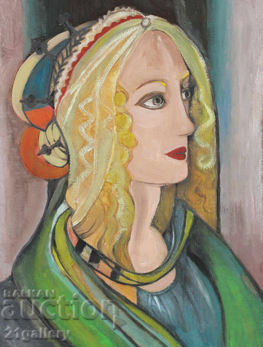 Oil painting female portrait with price € 180.00 | 352.05 BGN