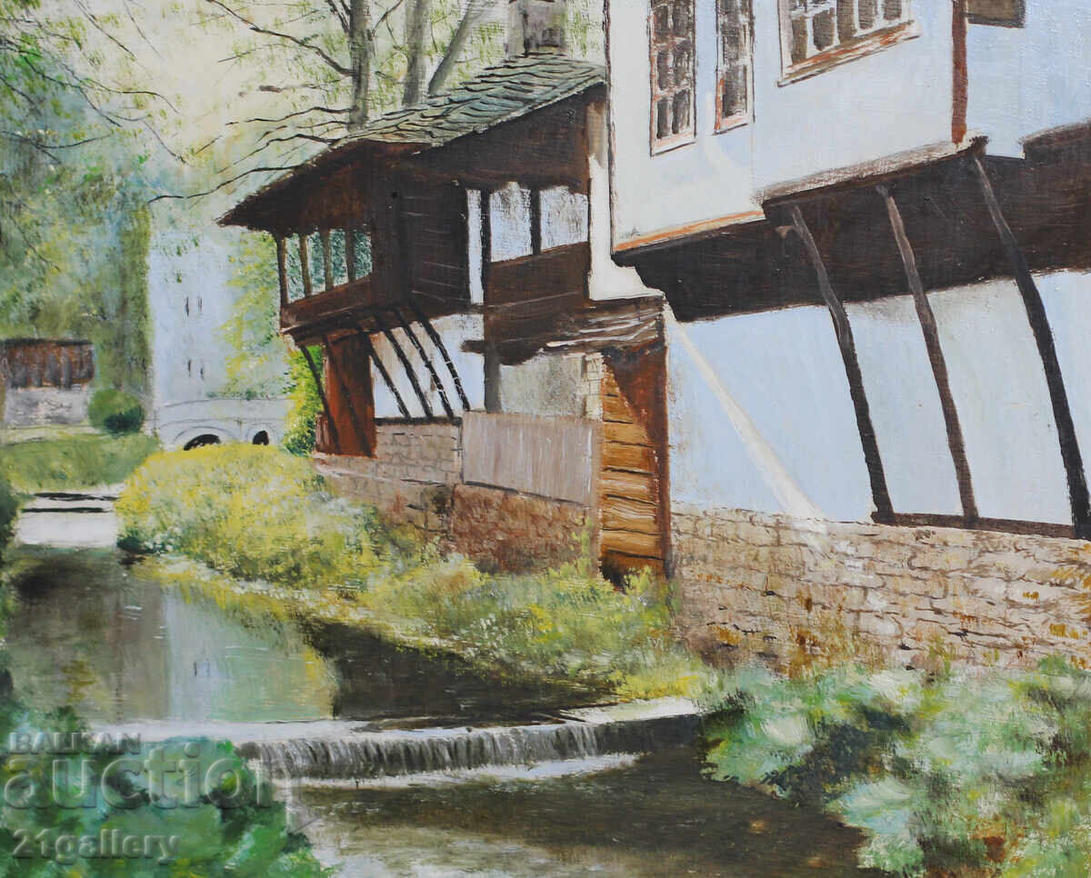 Miron Manliherov/ oil paints, ''Landscape from Tryavna''1999 with price 300.00 BGN | € 153.39 Miron Manliherov/ oil paints, ''Landscape from Tryavna''1999 with price 300.00 BGN | € 153.39