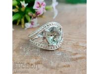 Silver ring with green Amethyst (Prasiolite) - 5707