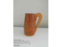 Wooden cup with ornaments, mug