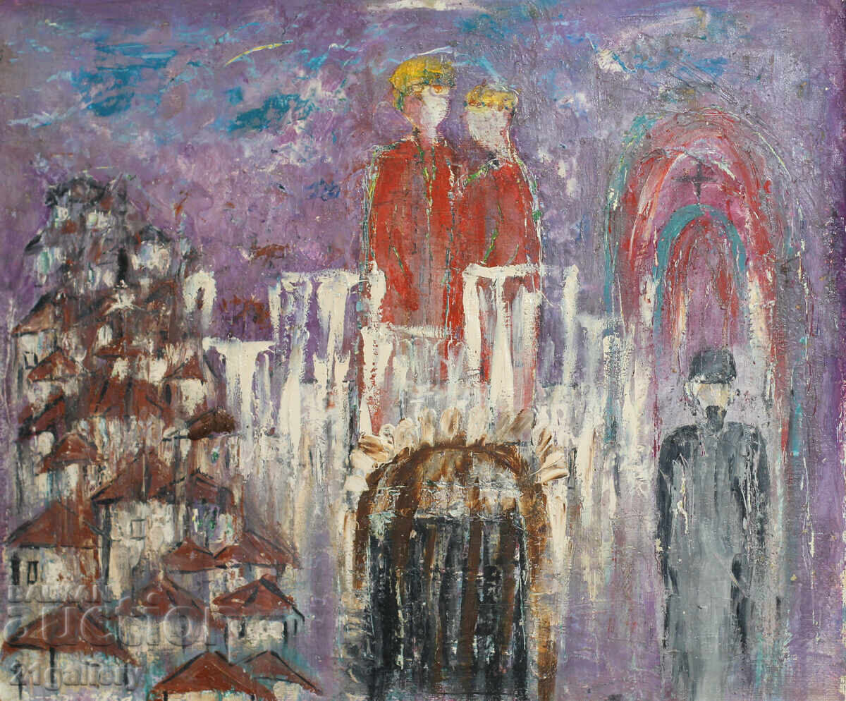 Abstract composition, oil paints with price 400.00 BGN | € 204.52