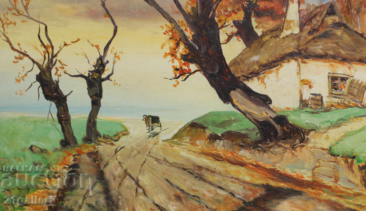 Delivery of Country road landscape painting oil paint signed Delivery of Country road landscape painting oil paint signed