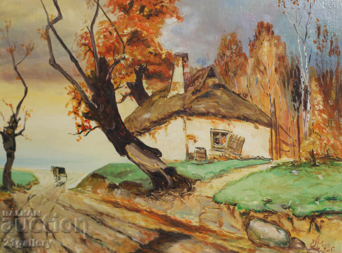 Country road landscape painting oil paint signed - 5 Country road landscape painting oil paint signed - 5