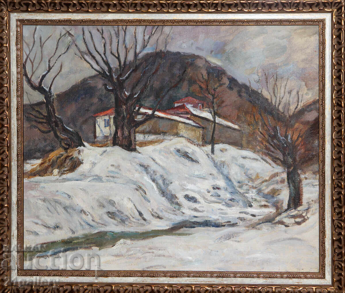 Auction Winter landscape, double-sided oil painting Auction Winter landscape, double-sided oil painting