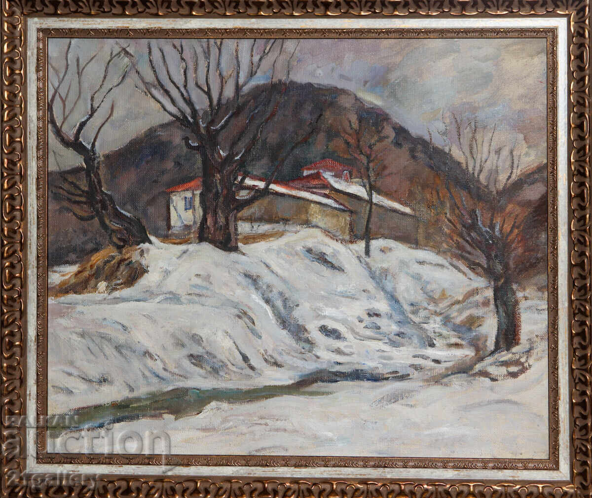 Winter landscape, double-sided oil painting Winter landscape, double-sided oil painting