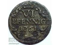 6 Pfennig 1761 Saxe-Albertine Line Germany - rare