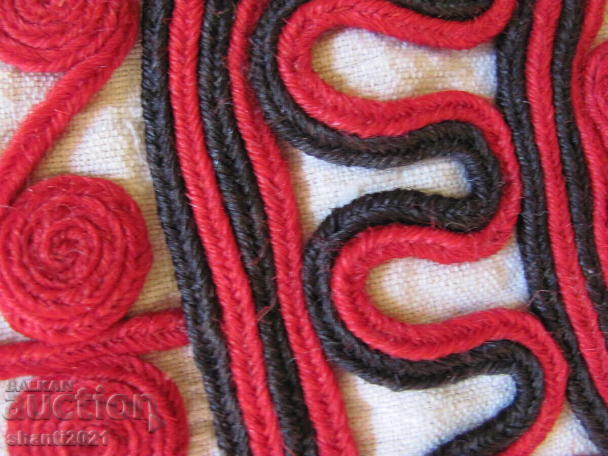 Παλιό μαξιλάρι - μάλλινες πλεξούδες και λινό, ραμμένο στο χέρι, 74x46 εκ. - 7 Παλιό μαξιλάρι - μάλλινες πλεξούδες και λινό, ραμμένο στο χέρι, 74x46 εκ. - 7