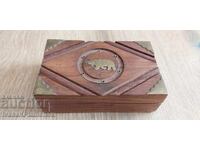 Wooden box with brass fittings for connoisseurs, excellent