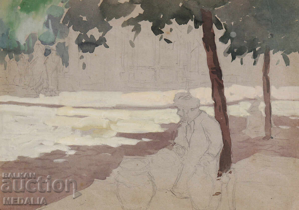 Mario Zhekov - "To the Market" - mixed media - framed Mario Zhekov - "To the Market" - mixed media - framed