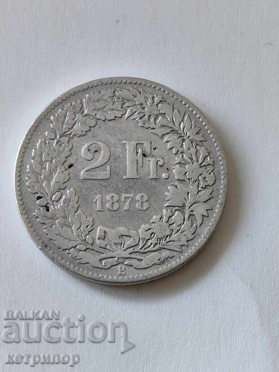 2 φράγκα Ελβετία 1878 ασήμι 2 φράγκα Ελβετία 1878 ασήμι