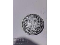 2 francs Switzerland 1886 silver