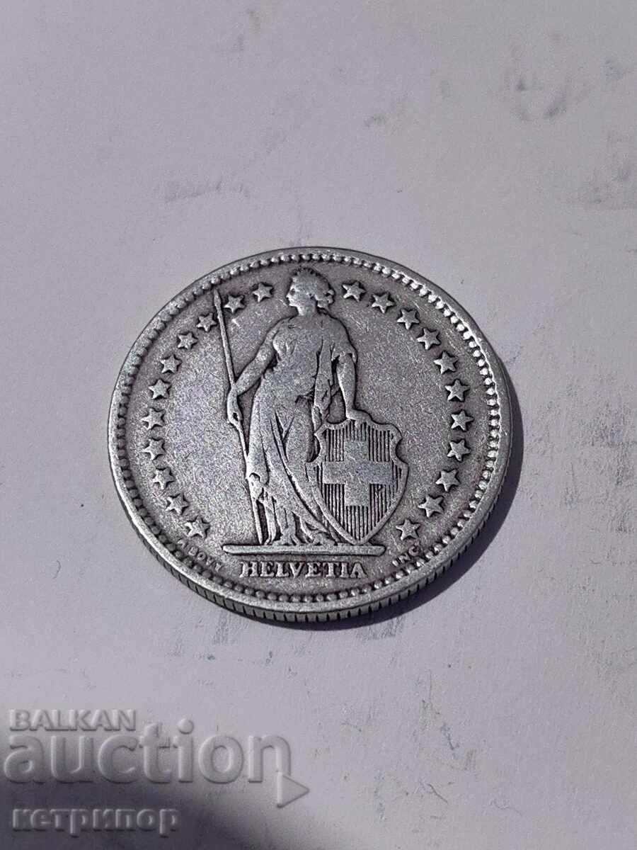 2 franci Elveția argint 1904 cu preț 42.00 BGN | € 21.47 2 franci Elveția argint 1904 cu preț 42.00 BGN | € 21.47