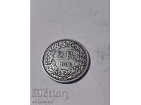 2 francs Switzerland 1906 silver