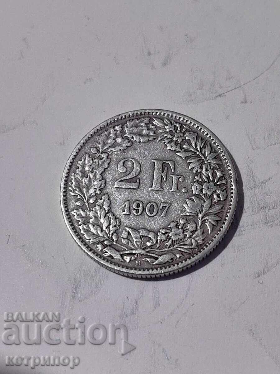 2 francs Switzerland 1907 silver 2 francs Switzerland 1907 silver
