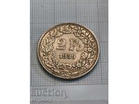 2 франка Швейцария 1939 г сребърни