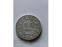 2 франка Швейцария 1911 г сребърни