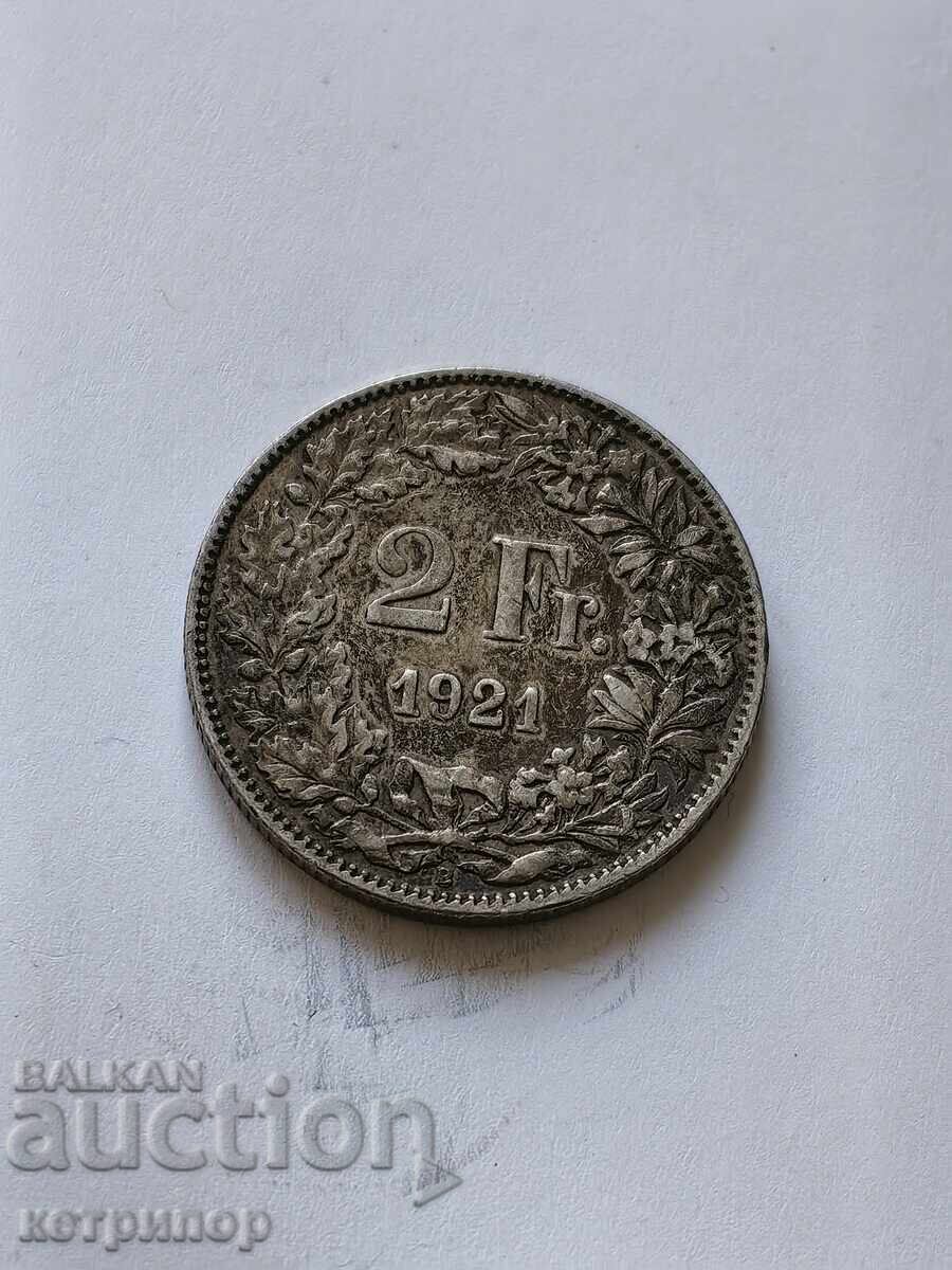 2 francs Switzerland 1921 silver 2 francs Switzerland 1921 silver