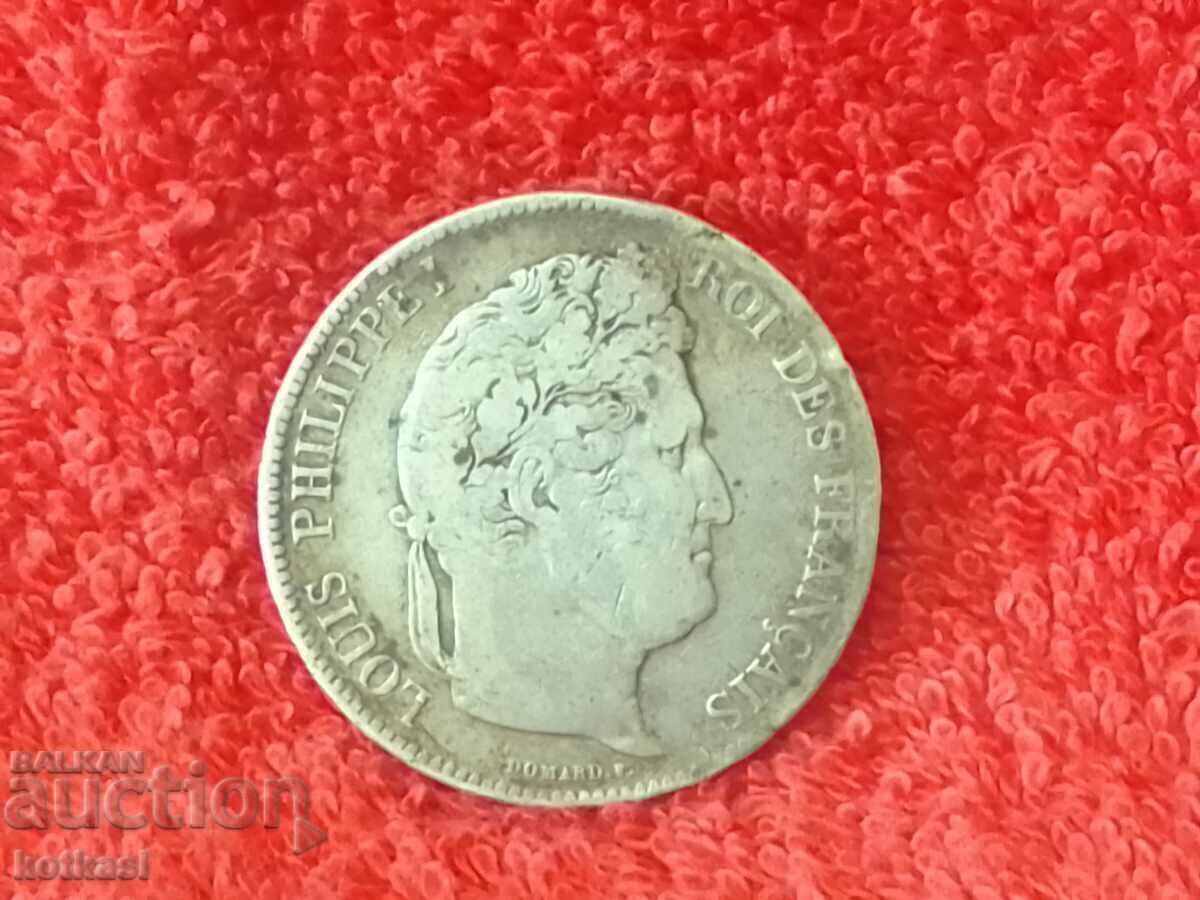 Delivery of Old silver coin 5 Francs FRANGS France 1832 rare