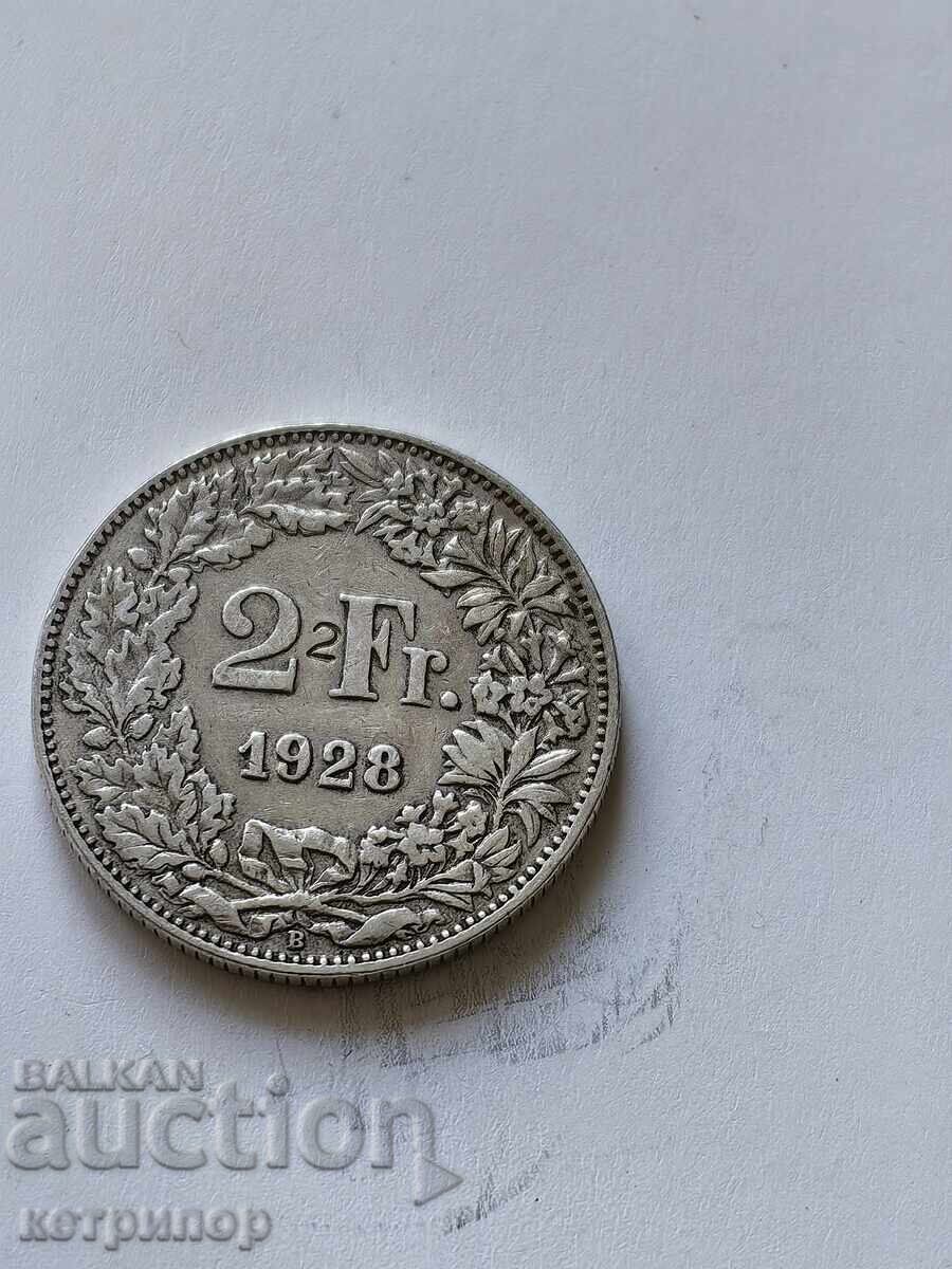 2 francs Switzerland 1928 silver 2 francs Switzerland 1928 silver