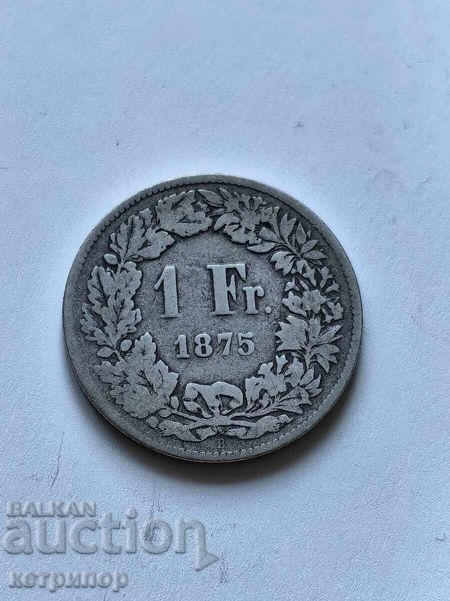 1 franc Switzerland 1875 silver 1 franc Switzerland 1875 silver