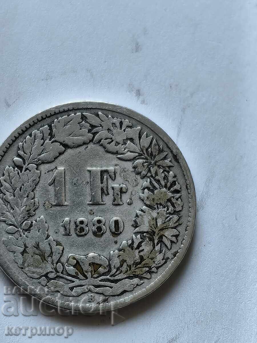1 franc Elveția argint 1880 1 franc Elveția argint 1880