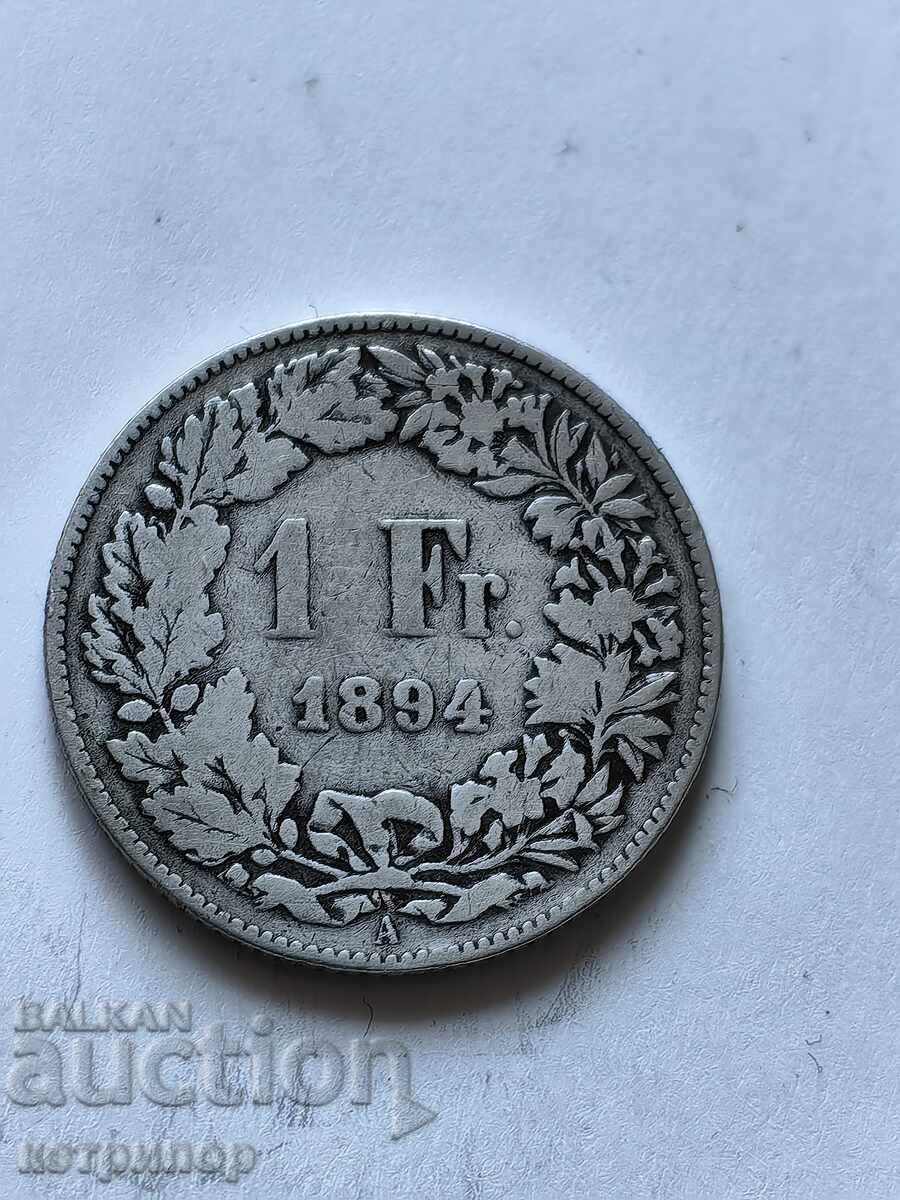 1 franc Switzerland 1894 silver