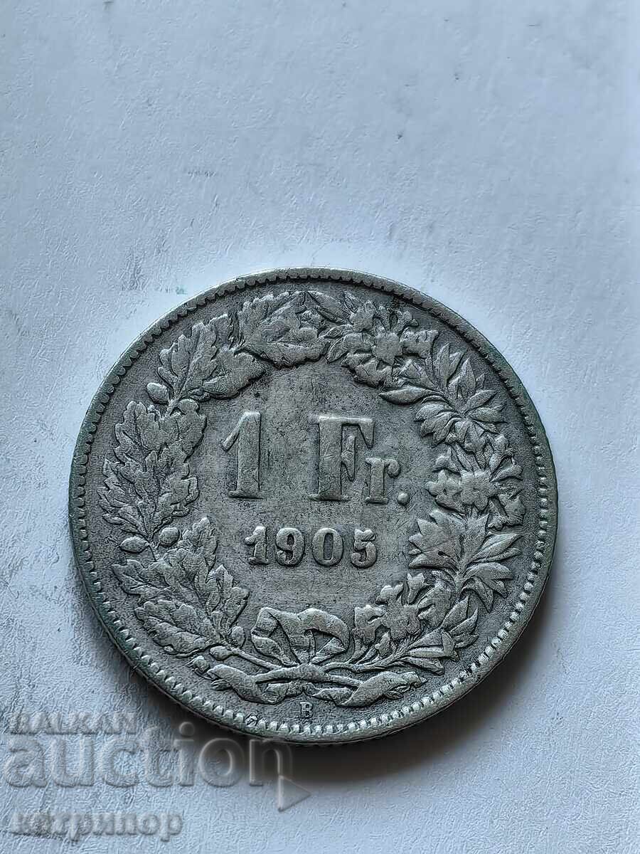 1 franc Switzerland 1905 silver