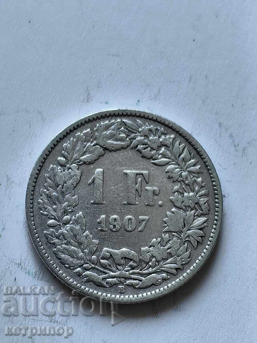 1 franc Switzerland 1907 silver 1 franc Switzerland 1907 silver