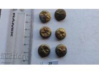 lot of 6 military buttons - bronze BA