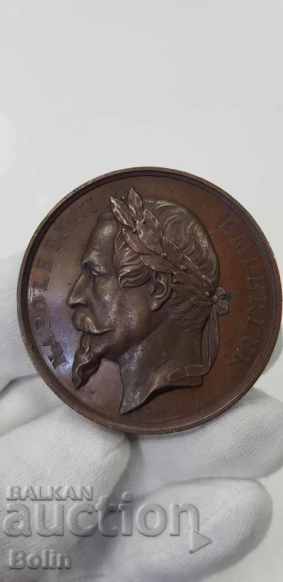 Auction Rare table medal with Napoleon III 1862 France Auction Rare table medal with Napoleon III 1862 France