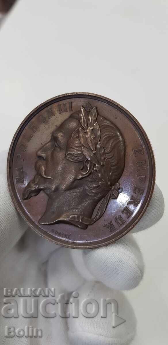 Rare table medal with Napoleon III 1862 France - 5 Rare table medal with Napoleon III 1862 France - 5