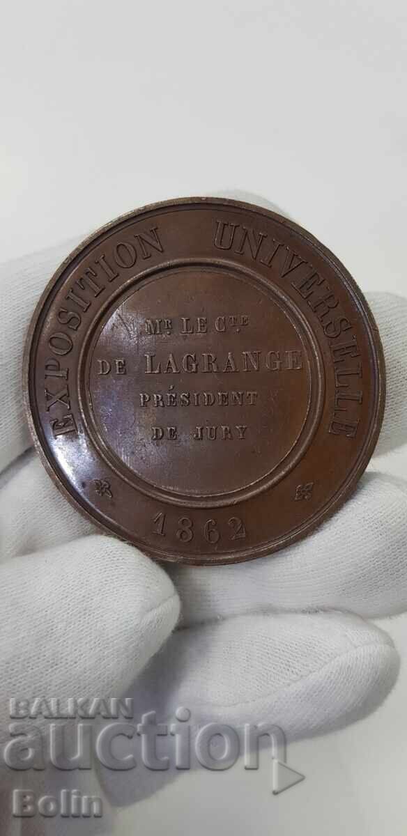 Rare table medal with Napoleon III 1862 France - 7 Rare table medal with Napoleon III 1862 France - 7