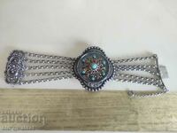 BRĂȚARĂ DIN ARGINT, cu design unic, argint, turcoaz aurit