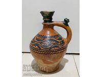 Old painted pitcher, jug, pot, ceramics