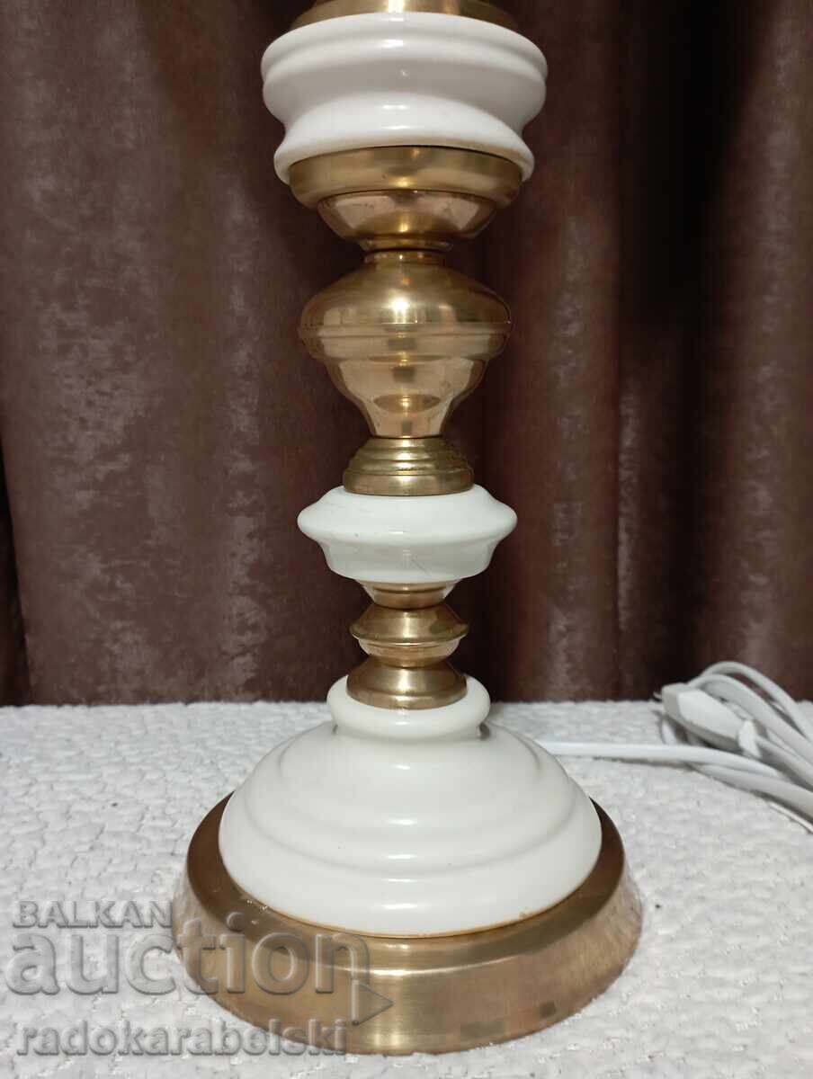 Auction  Set of two large brass porcelain lamps - lamp