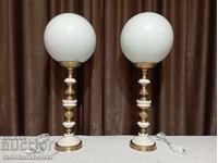 Set of two large brass porcelain lamps - lamp