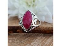 5714 Silver ring with red corundum/Ruby