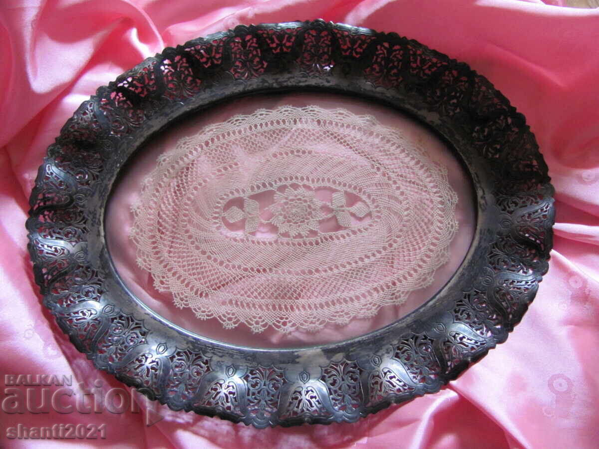 Art deco metal tray with glass 35x28cm. with price 59.00 BGN | € 30.17 Art deco metal tray with glass 35x28cm. with price 59.00 BGN | € 30.17