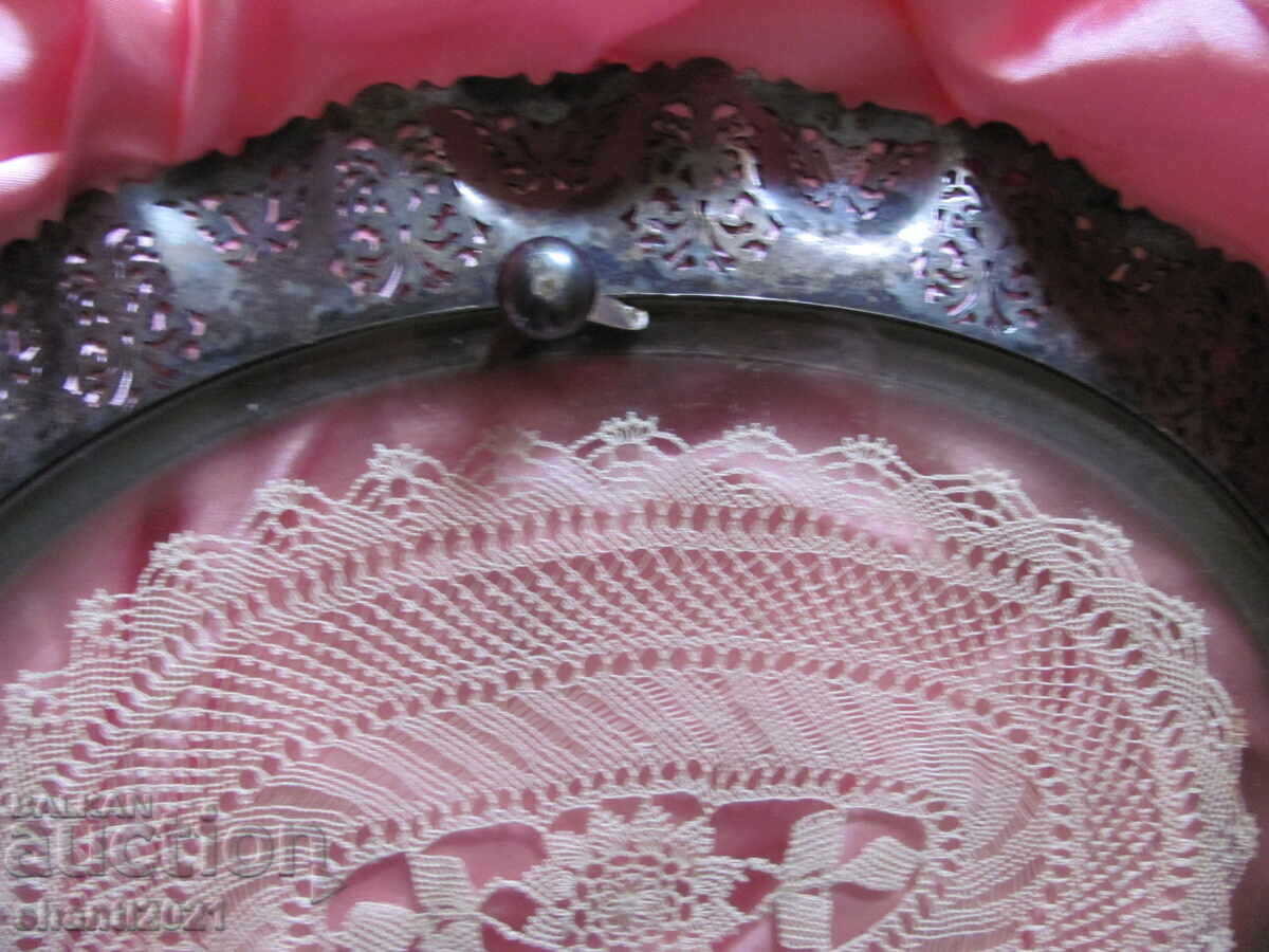 Art deco metal tray with glass 35x28cm. - 6 Art deco metal tray with glass 35x28cm. - 6