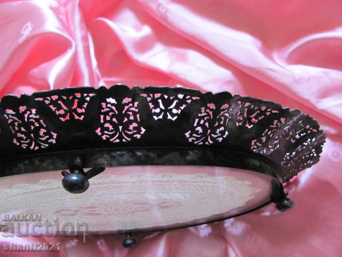 Art deco metal tray with glass 35x28cm. - 7 Art deco metal tray with glass 35x28cm. - 7