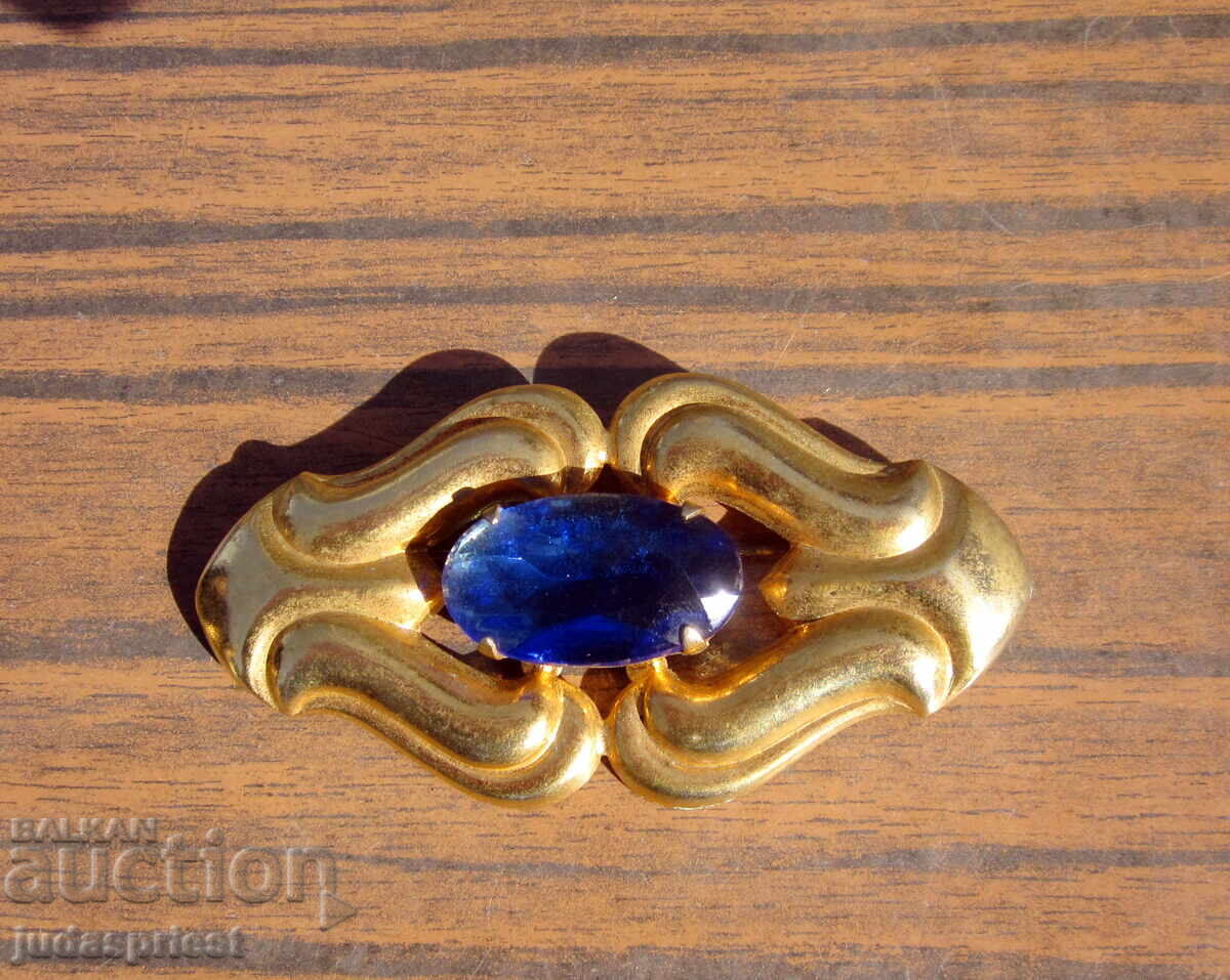 стара голяма дубле дамска позлатена брошка бижу синьо стъкло с цена 25.00 лв. | € 12.78 стара голяма дубле дамска позлатена брошка бижу синьо стъкло с цена 25.00 лв. | € 12.78