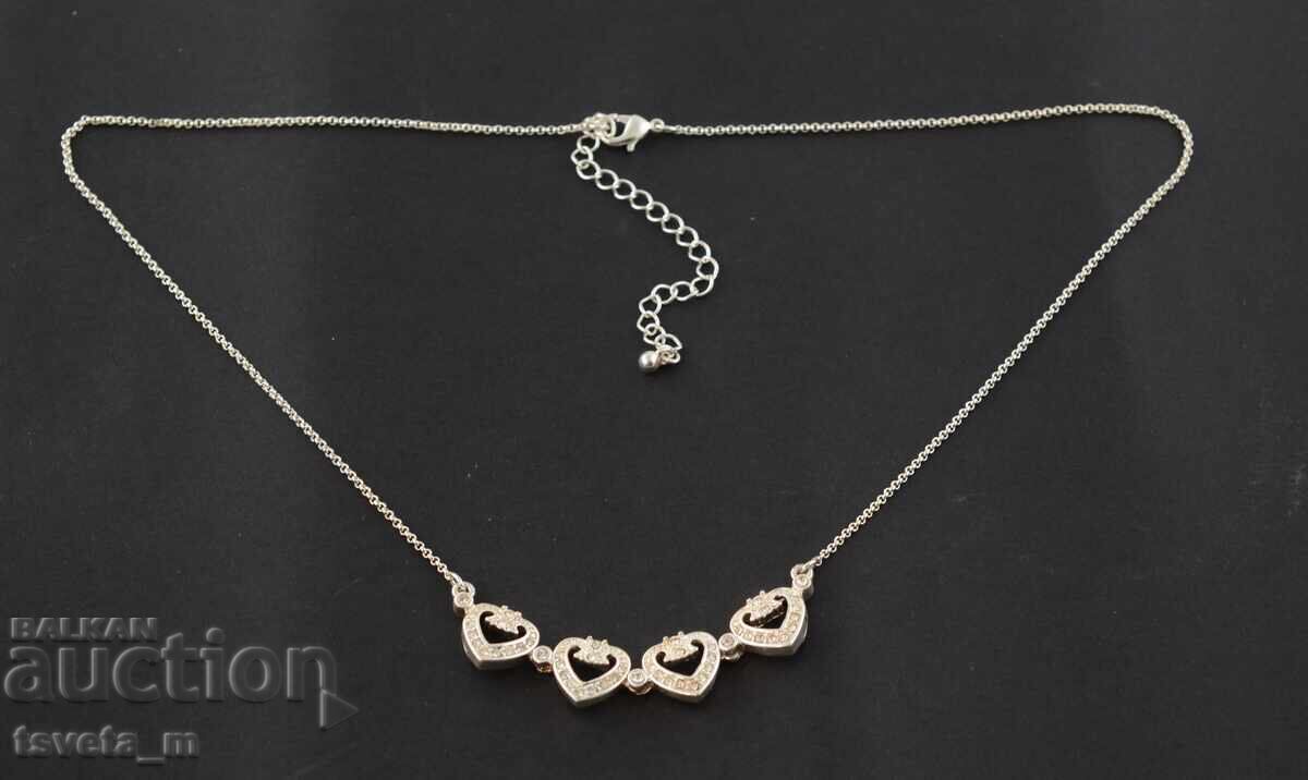 Colier, lănțișor cu inimioare