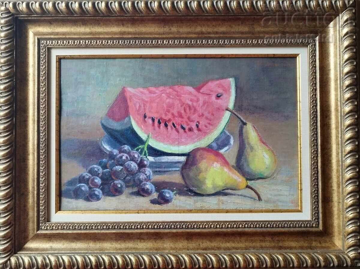 Painting, still life, artist S. Stoyanov, 1970 Painting, still life, artist S. Stoyanov, 1970
