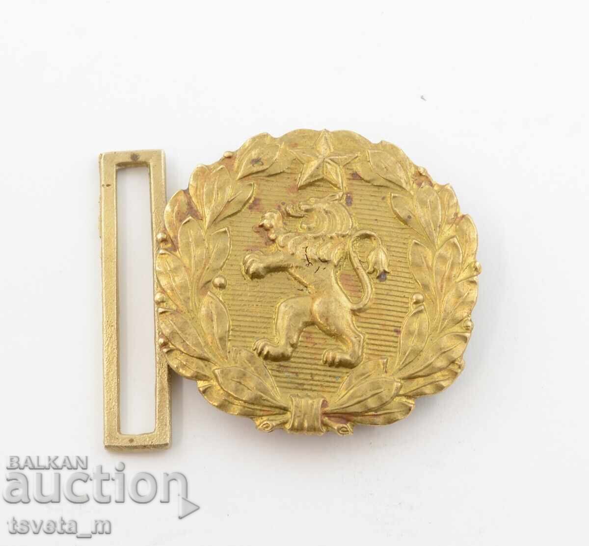 Bronze buckle with lion and five-pointed star, parade belt, BNA, soc